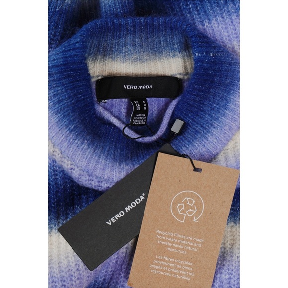 Sz M Vero Moda Elektra Stripe Sweater Sodalite Blue Detail Jacaranda NWT - Picture 4 of 4